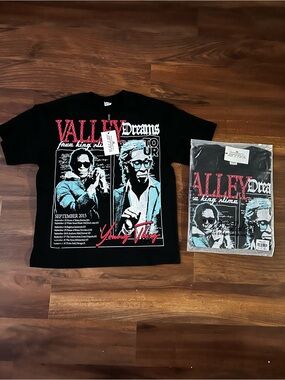 Graphic Short Sleeve Tee - Black with Red & Blue Print